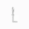 Clearance Charm-Anhänger Buchstabe L mit weißen Steinen Silber Damen Charms|Charms