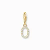 Best Sale Charm-Anhänger Buchstabe O mit weißen Steinen vergoldet Damen 18K Vergoldung - 925 Silber