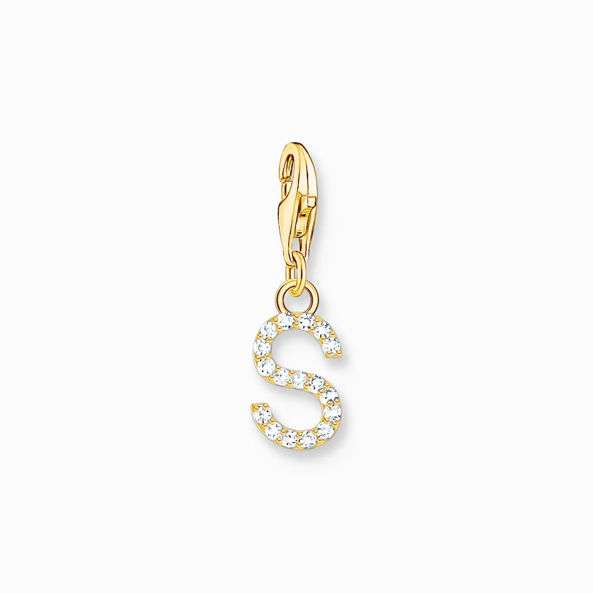 Cheap Charm-Anhänger Buchstabe S mit weißen Steinen vergoldet Damen 18K Vergoldung - 925 Silber