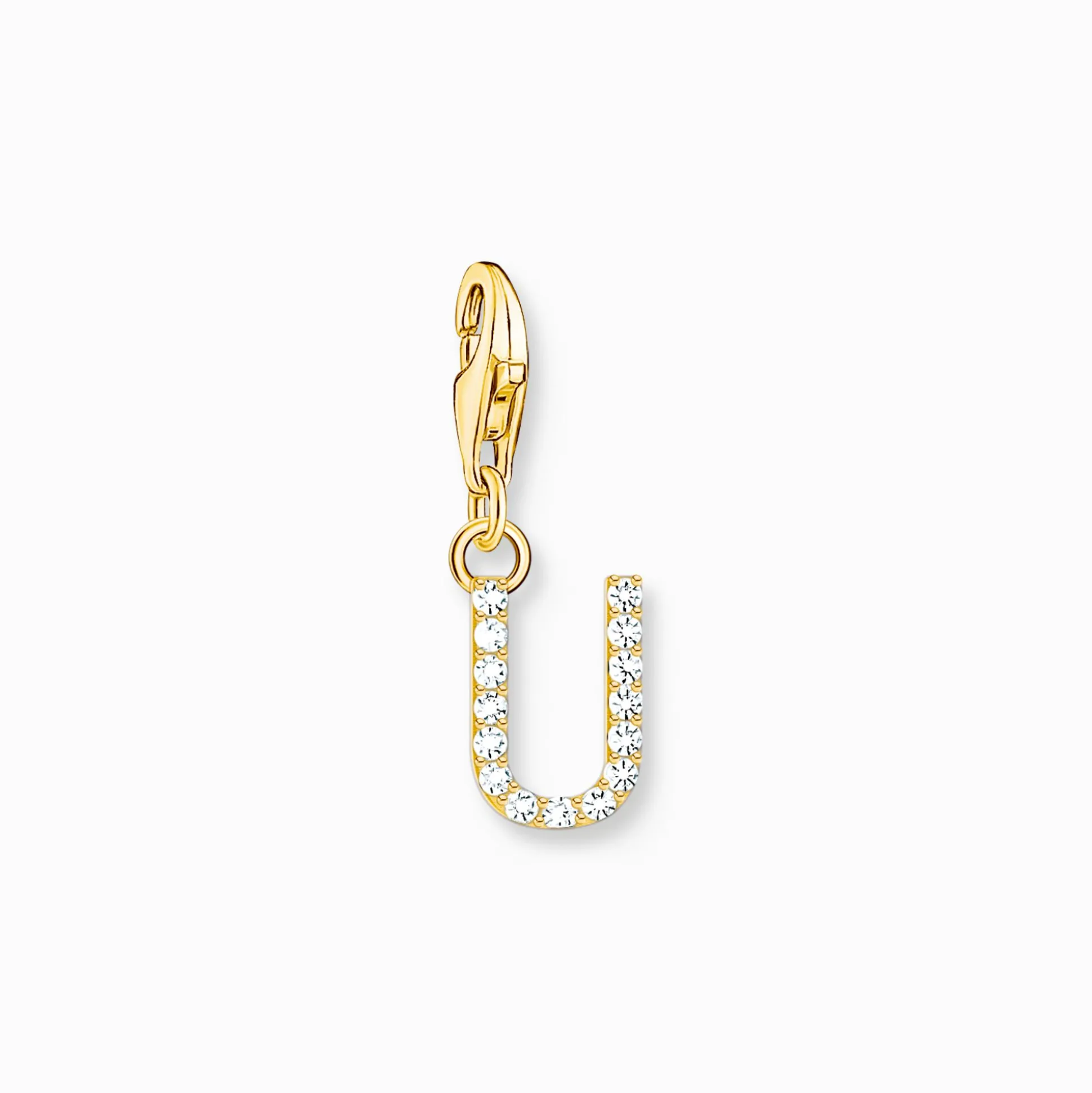 Discount Charm-Anhänger Buchstabe U mit weißen Steinen vergoldet Damen 18K Vergoldung - 925 Silber