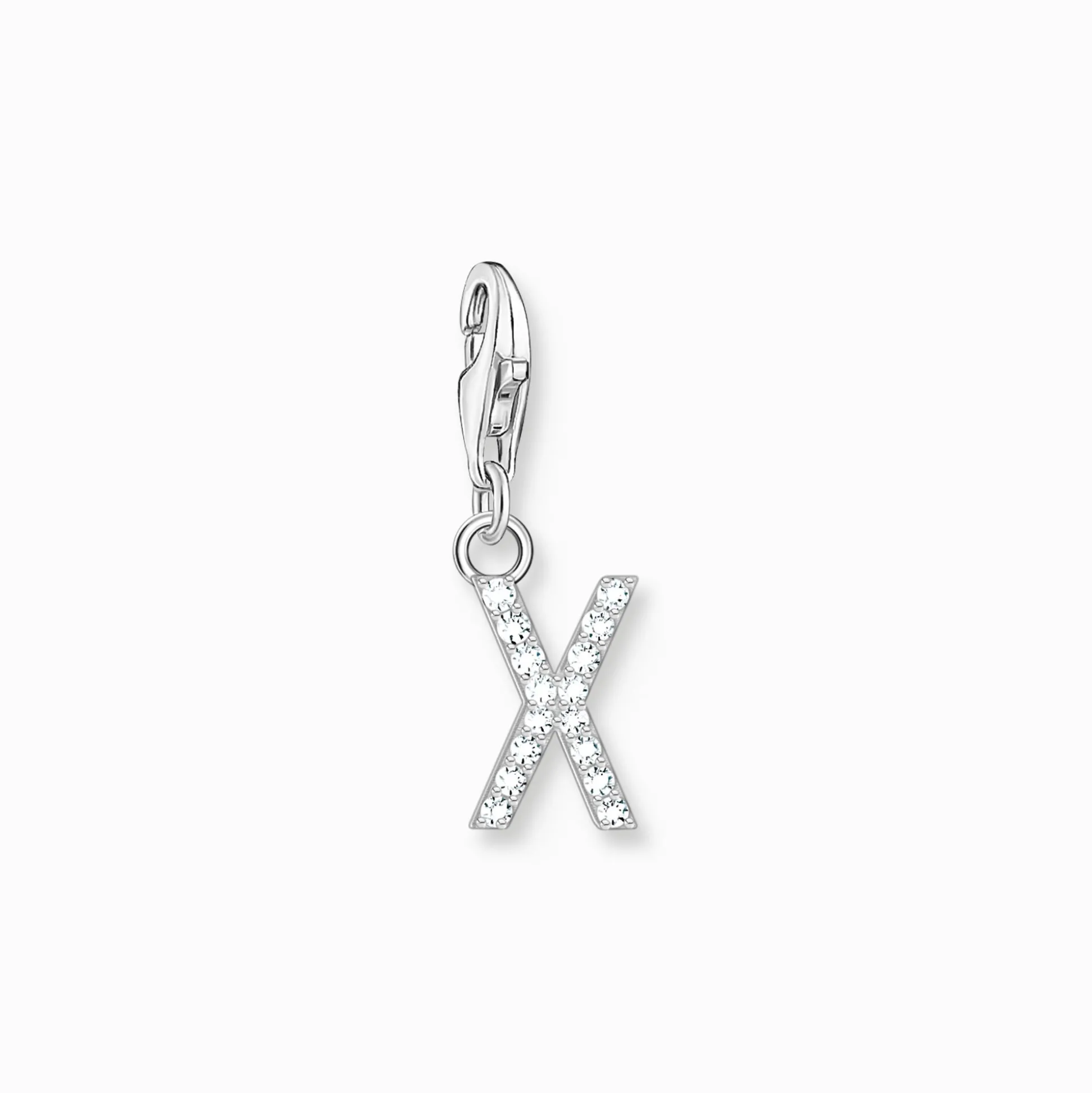 Fashion Charm-Anhänger Buchstabe X mit weißen Steinen Silber Damen Charms|Charms