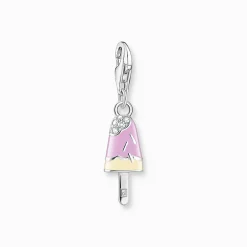 Best Sale Charm-Anhänger buntes Eis am Stiel mit weißen Steinen Silber Damen Charms|Charms