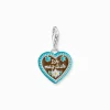 Best Charm-Anhänger buntes Lebkuchenherz Silber Damen Charms|Charms