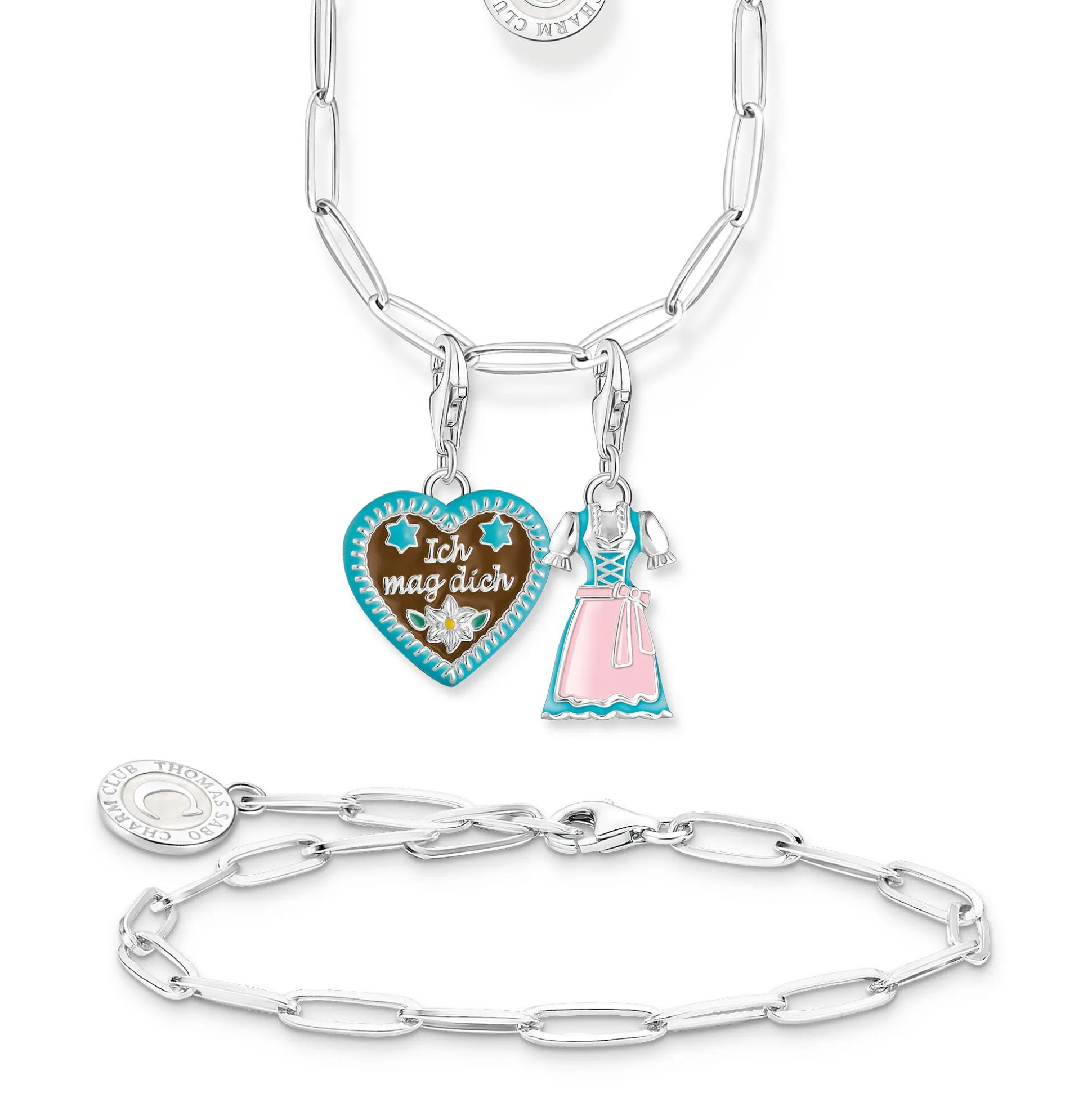 Best Charm-Anhänger buntes Lebkuchenherz Silber Damen Charms|Charms