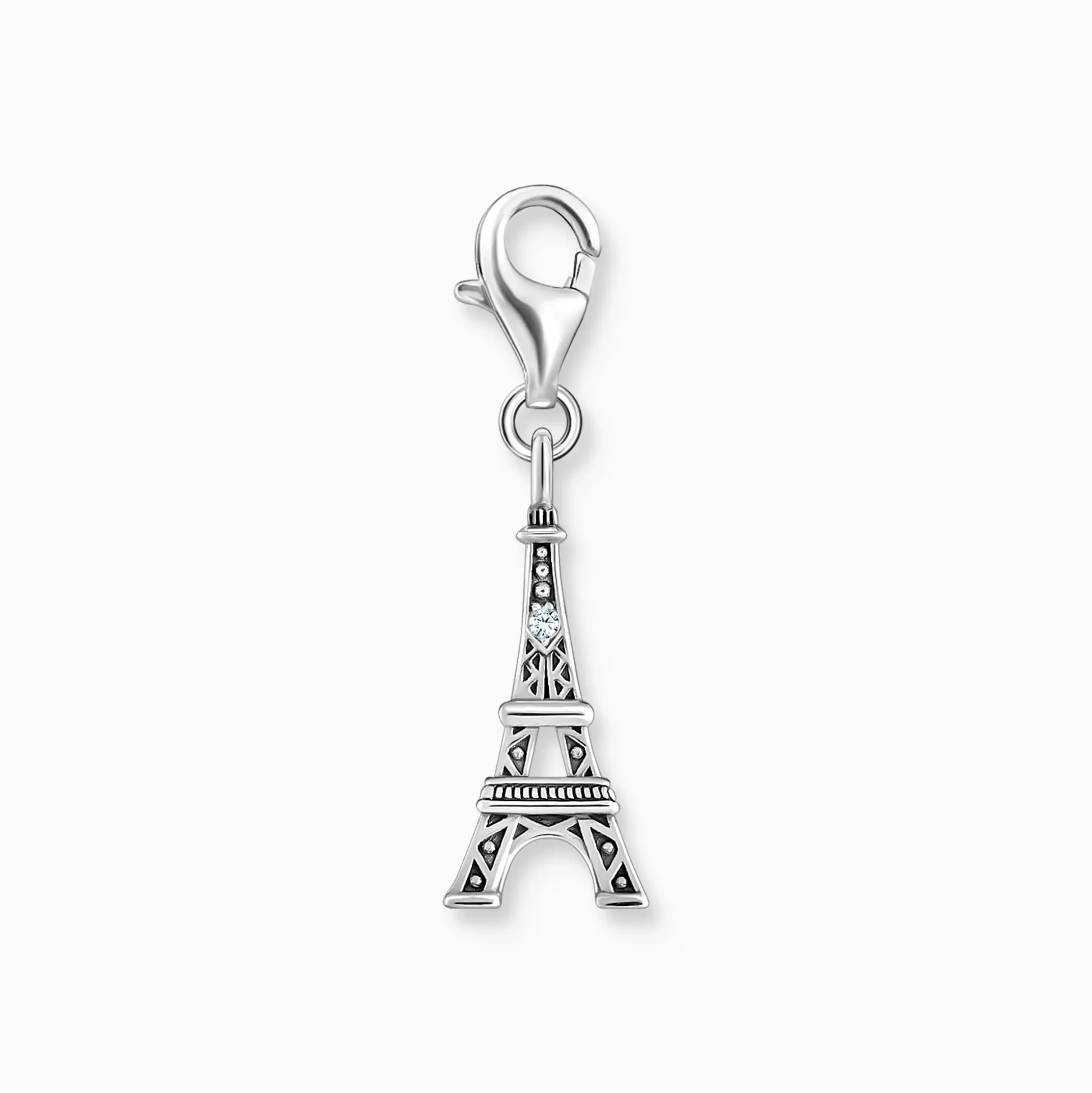 Best Sale Charm-Anhänger Eiffelturm mit weißem Zirkonia Silber Damen Charms|Charms