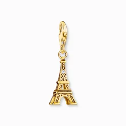 Best Sale Charm-Anhänger Eiffelturm mit weißem Zirkonia vergoldet Damen Charms|Charms