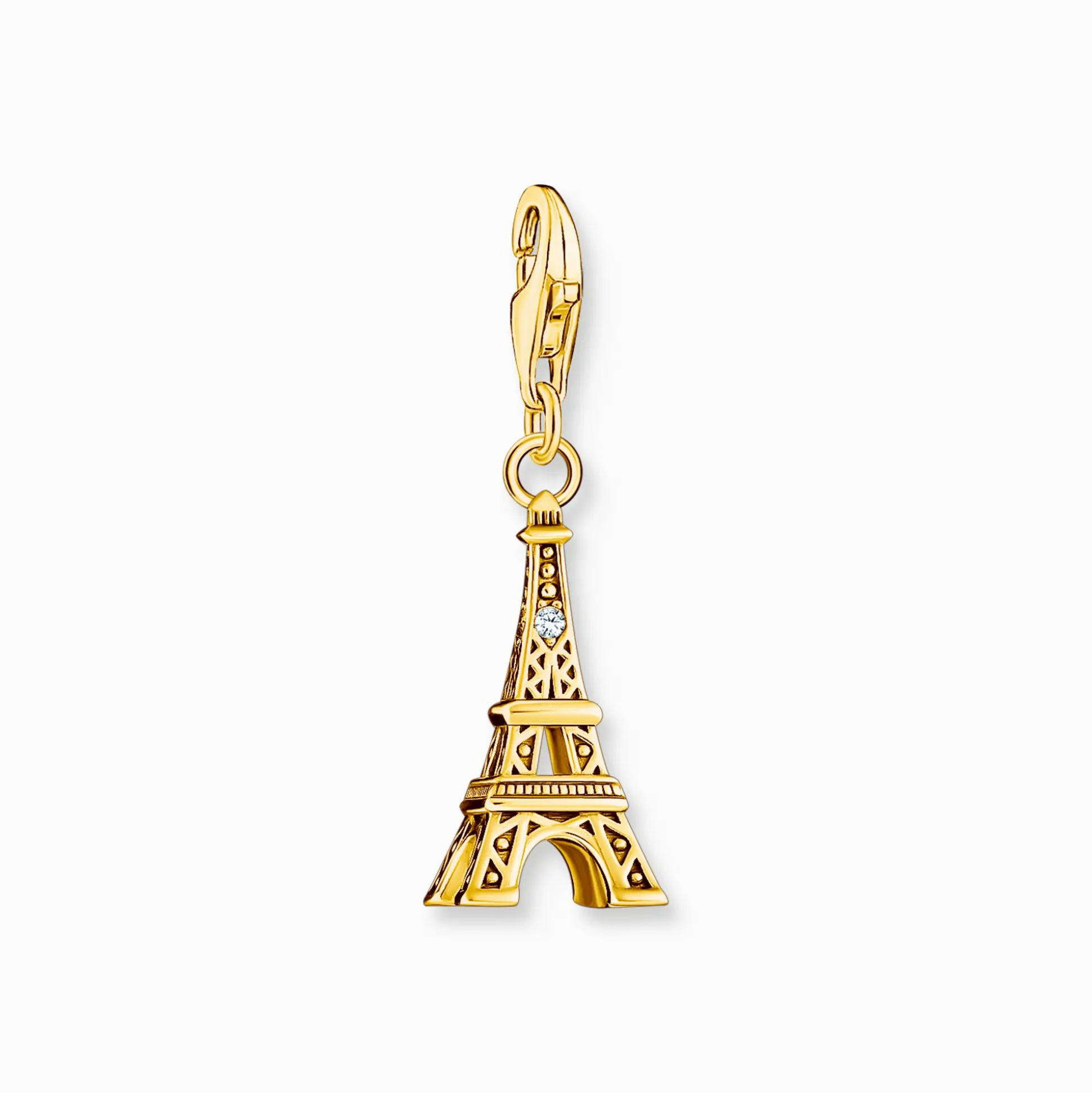 Best Sale Charm-Anhänger Eiffelturm mit weißem Zirkonia vergoldet Damen Charms|Charms