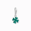 Clearance Charm-Anhänger grünes Kleeblatt Silber Damen Charms|Charms