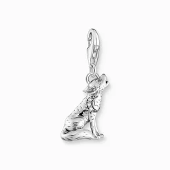 New Charm-Anhänger heulender Wolf Silber Damen Charms|Charms