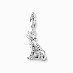 New Charm-Anhänger heulender Wolf Silber Damen Charms|Charms