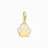 Discount Charm-Anhänger Hundepfote mit weißer Kaltemaille vergoldet Damen Charms|Charms