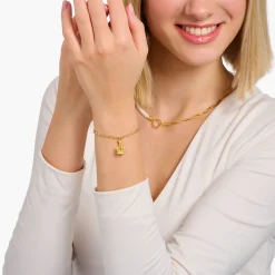 Best Sale Charm-Anhänger LONDON Krone mit weißen Steinen vergoldet Damen Charms|Charms