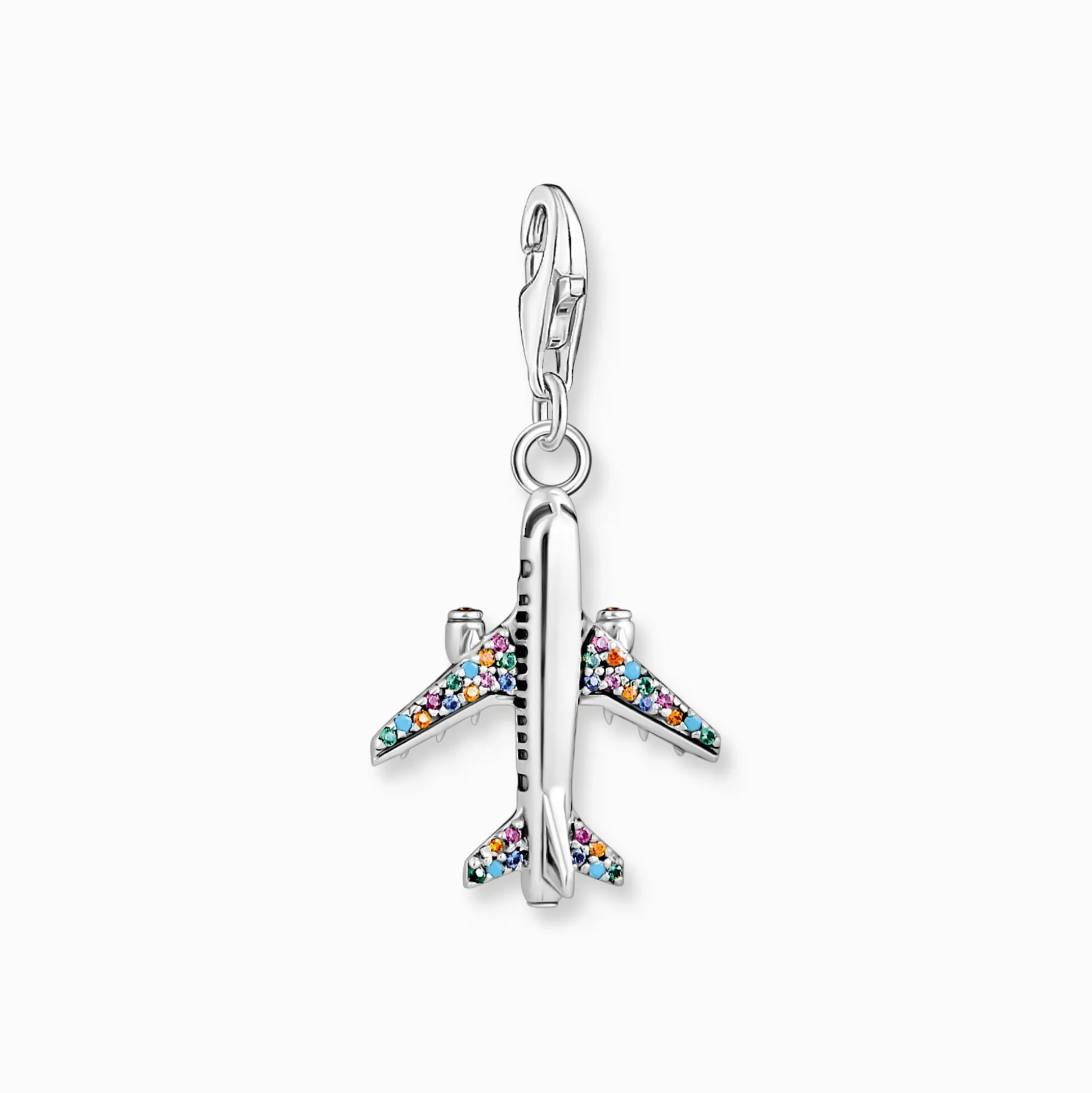 New Charm-Anhänger mit buntem Flugzeug Silber Damen Charms|Charms