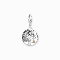 Best Sale Charm-Anhänger mit Iglu, Gravur und Steinbesatz Silber Damen Charms|Charms