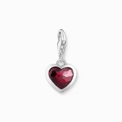 Shop Charm-Anhänger mit rotem Stein im Herzschliff Silber Damen Charms|Charms