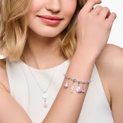Flash Sale Charm-Anhänger Mom mit pinkem Herz Silber Damen Charms|Charms