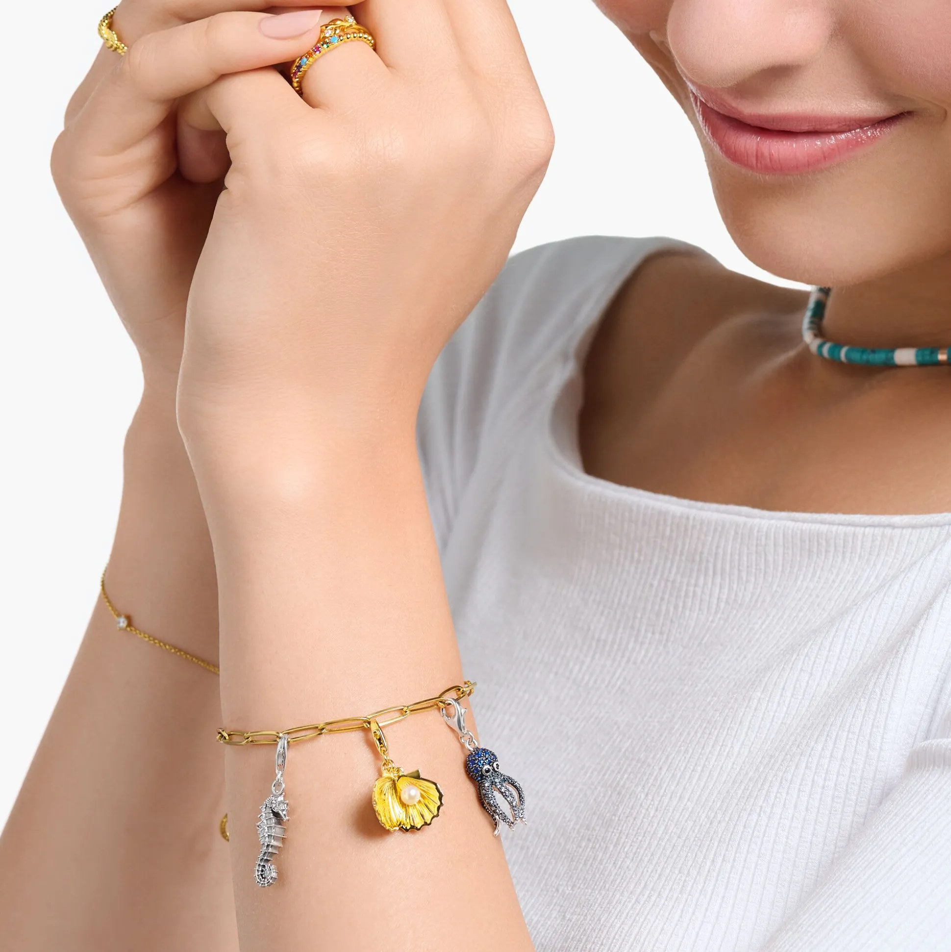 Discount Charm-Anhänger Oktopus mit blauen Steinen Damen Charms|Charms
