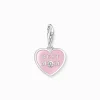 Discount Charm-Anhänger pinkes Herz mit Best Mom Silber Damen Charms|Charms