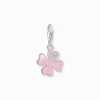 Discount Charm-Anhänger pinkes Kleeblatt mit weißen Steinen Silber Damen Charms|Charms