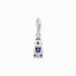 Hot Charm-Anhänger Rakete mit bunter Kaltemaille Silber geschwärzt Damen Charms|Charms