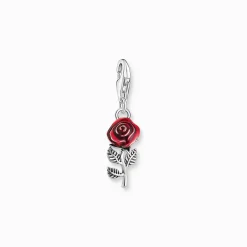 Best Sale Charm-Anhänger rote Rose Silber Damen Charms|Charms