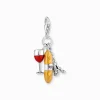 New Charm-Anhänger Rotweinglas, Baguette und Eiffelturm Silber Damen Charms|Charms