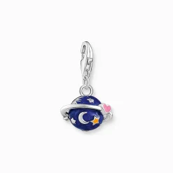 New Charm-Anhänger Saturn mit bunter Kaltemaille Silber Damen Charms|Charms