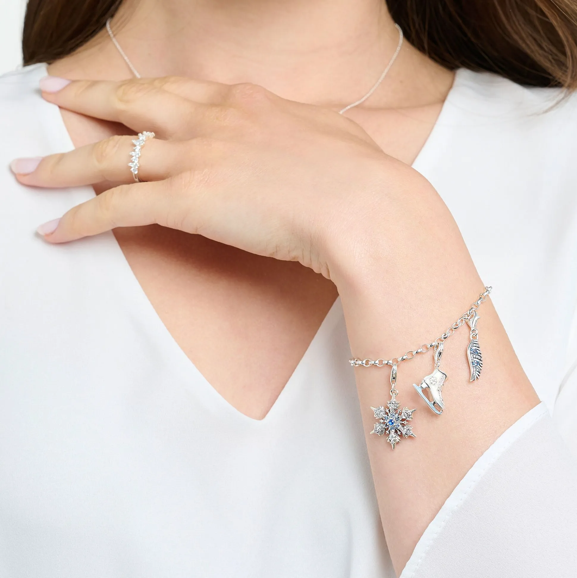 Outlet Charm-Anhänger Schneeflocke mit blauen Steinen silber Damen Charms|Charms