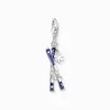 Clearance Charm-Anhänger Skier mit Schneeflocken Silber Damen Charms|Charms