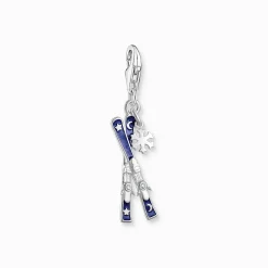 Clearance Charm-Anhänger Skier mit Schneeflocken Silber Damen Charms|Charms