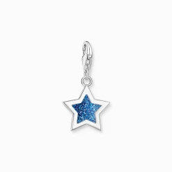 Cheap Charm-Anhänger Stern in Dunkelblau Silber Damen Charms|Charms
