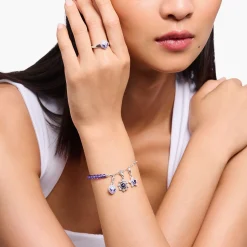 Flash Sale Charm-Anhänger Stern mit violetten Steinen und Kaltemaille Silber Damen Charms|Charms