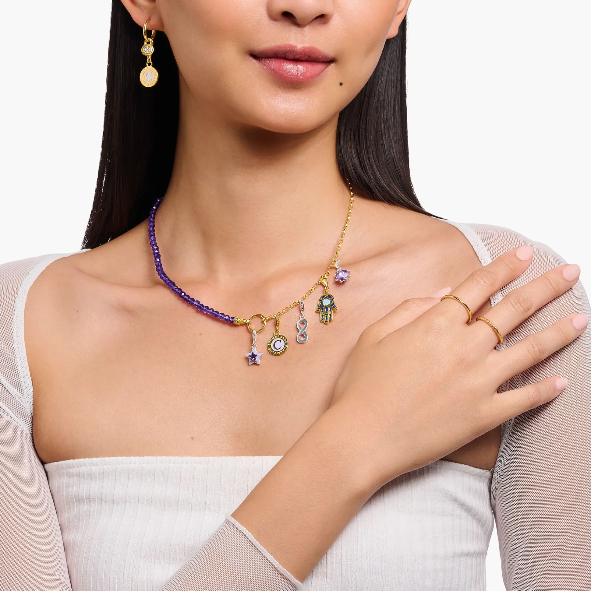 Flash Sale Charm-Anhänger Stern mit violetten Steinen und Kaltemaille Silber Damen Charms|Charms