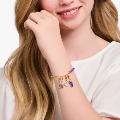 Flash Sale Charm-Anhänger Stern mit violetten Steinen und Kaltemaille Silber Damen Charms|Charms