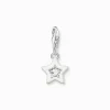 Shop Charm-Anhänger Stern mit weiße Steinen und weißer Kaltemaille Silber Damen Charms|Charms