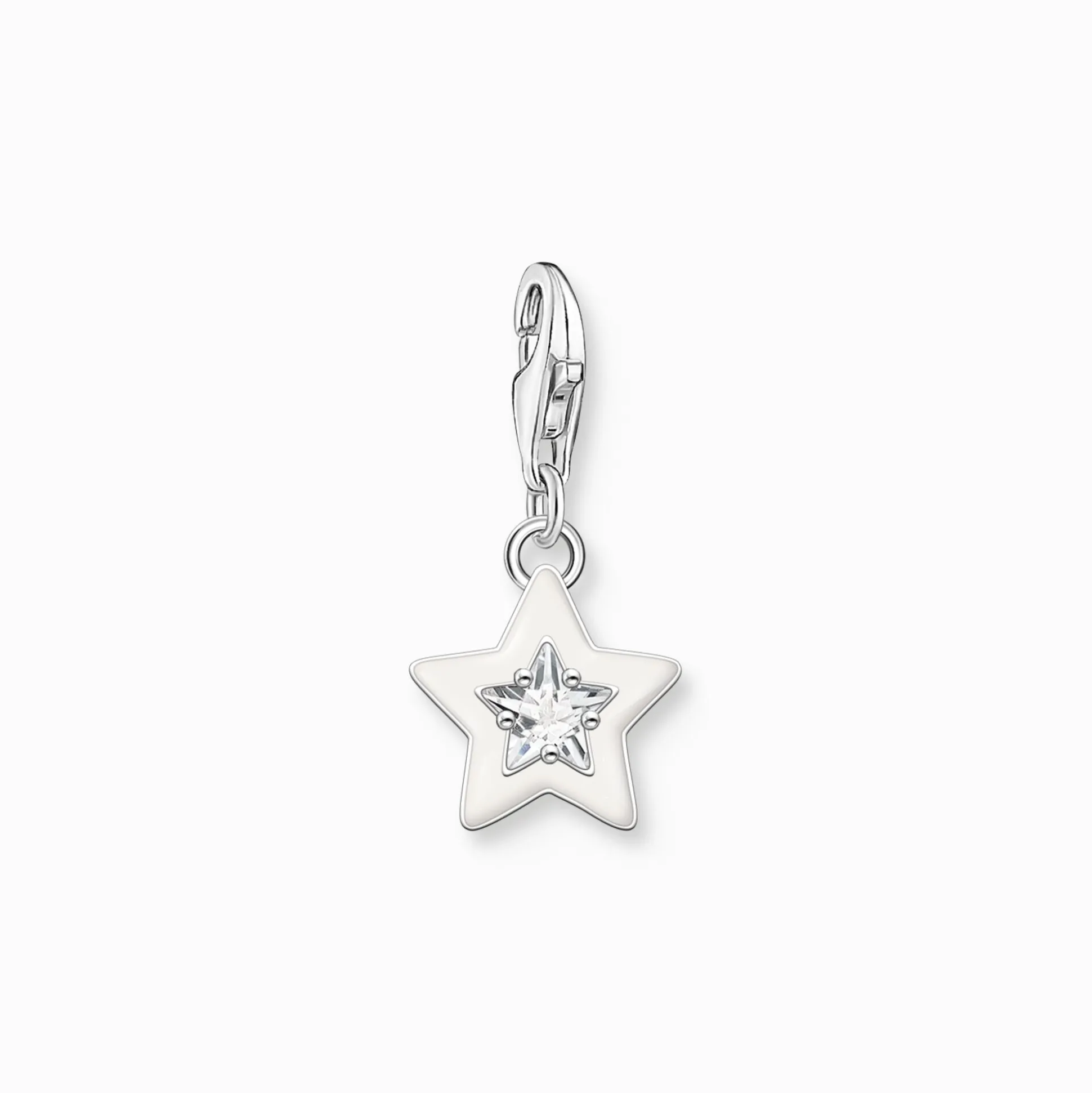 Shop Charm-Anhänger Stern mit weiße Steinen und weißer Kaltemaille Silber Damen Charms|Charms
