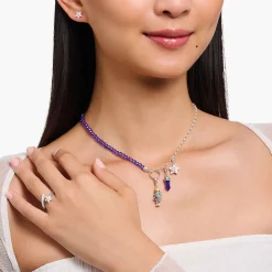 Shop Charm-Anhänger Stern mit weiße Steinen und weißer Kaltemaille Silber Damen Charms|Charms