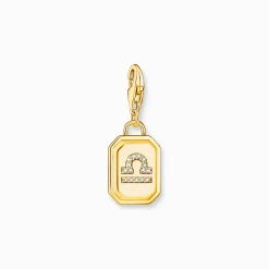 Clearance Charm-Anhänger Sternzeichen Waage mit Steinen vergoldet Damen Charms|Charms