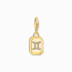 Best Sale Charm-Anhänger Sternzeichen Zwilling mit Steinen vergoldet Damen Charms|Charms