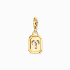 Discount Charm-Anhänger Sternzeichen Widder mit Steinen vergoldet Damen Charms|Charms