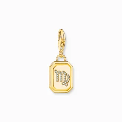New Charm-Anhänger Sternzeichen Jungfrau mit Steinen vergoldet Damen Charms|Charms