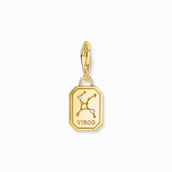 New Charm-Anhänger Sternzeichen Jungfrau mit Steinen vergoldet Damen Charms|Charms