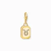 Best Sale Charm-Anhänger Sternzeichen Stier mit Steinen vergoldet Damen Charms|Charms