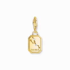 Best Sale Charm-Anhänger Sternzeichen Stier mit Steinen vergoldet Damen Charms|Charms