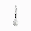 New Charm-Anhänger Tennisschläger mit weißer Perle Silber Damen Charms|Charms