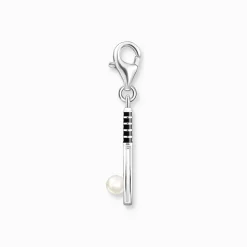 New Charm-Anhänger Tennisschläger mit weißer Perle Silber Damen Charms|Charms