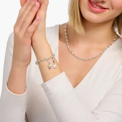 New Charm-Anhänger Tennisschläger mit weißer Perle Silber Damen Charms|Charms