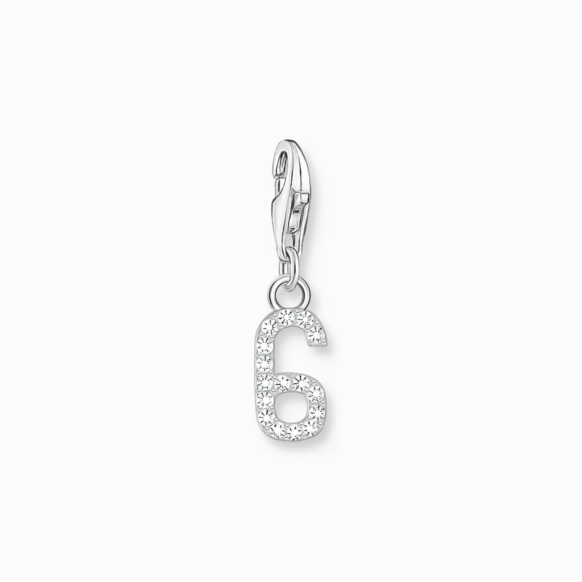 Discount Charm-Anhänger Zahl 6 mit weißen Steinen Silber Damen Charms|Charms