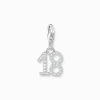 Hot Charm-Anhänger Zahl 18 mit weißen Steinen Silber Damen Charms|Charms