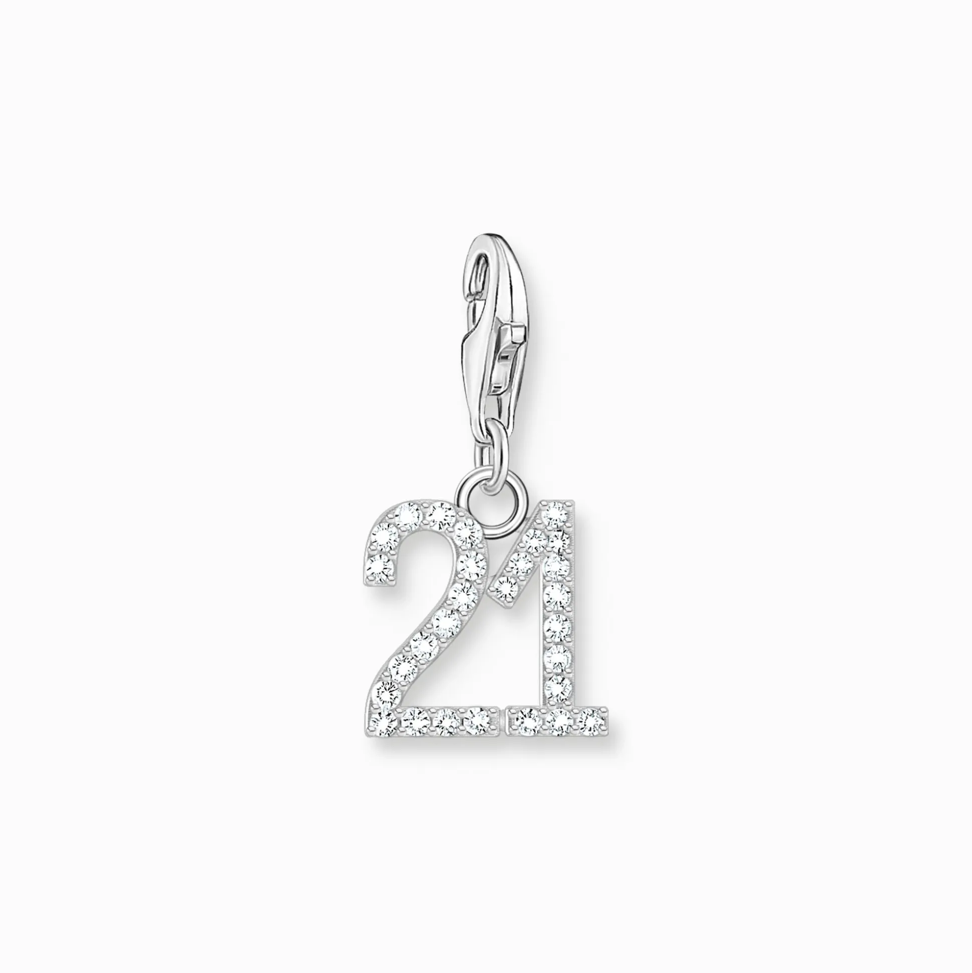 Sale Charm-Anhänger Zahl 21 mit weißen Steinen Silber Damen Charms|Charms
